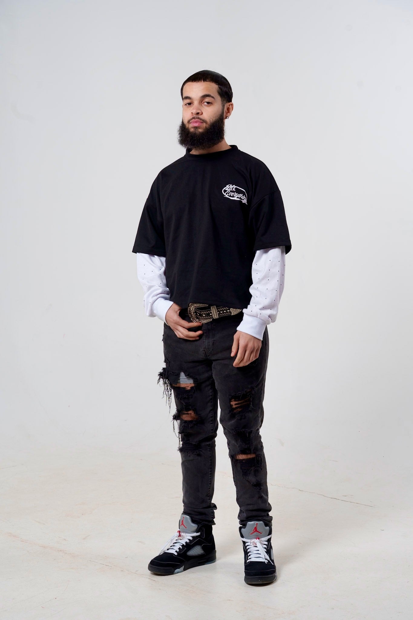 Black Thermal Sleeve Tee