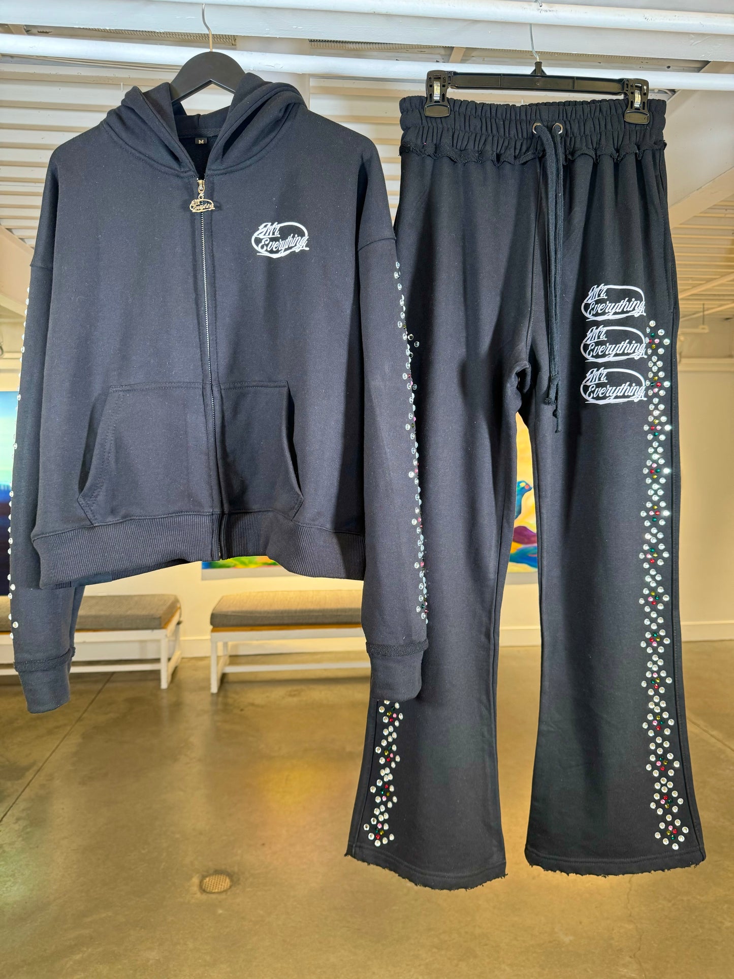 Black Gemstone Sweatsuit