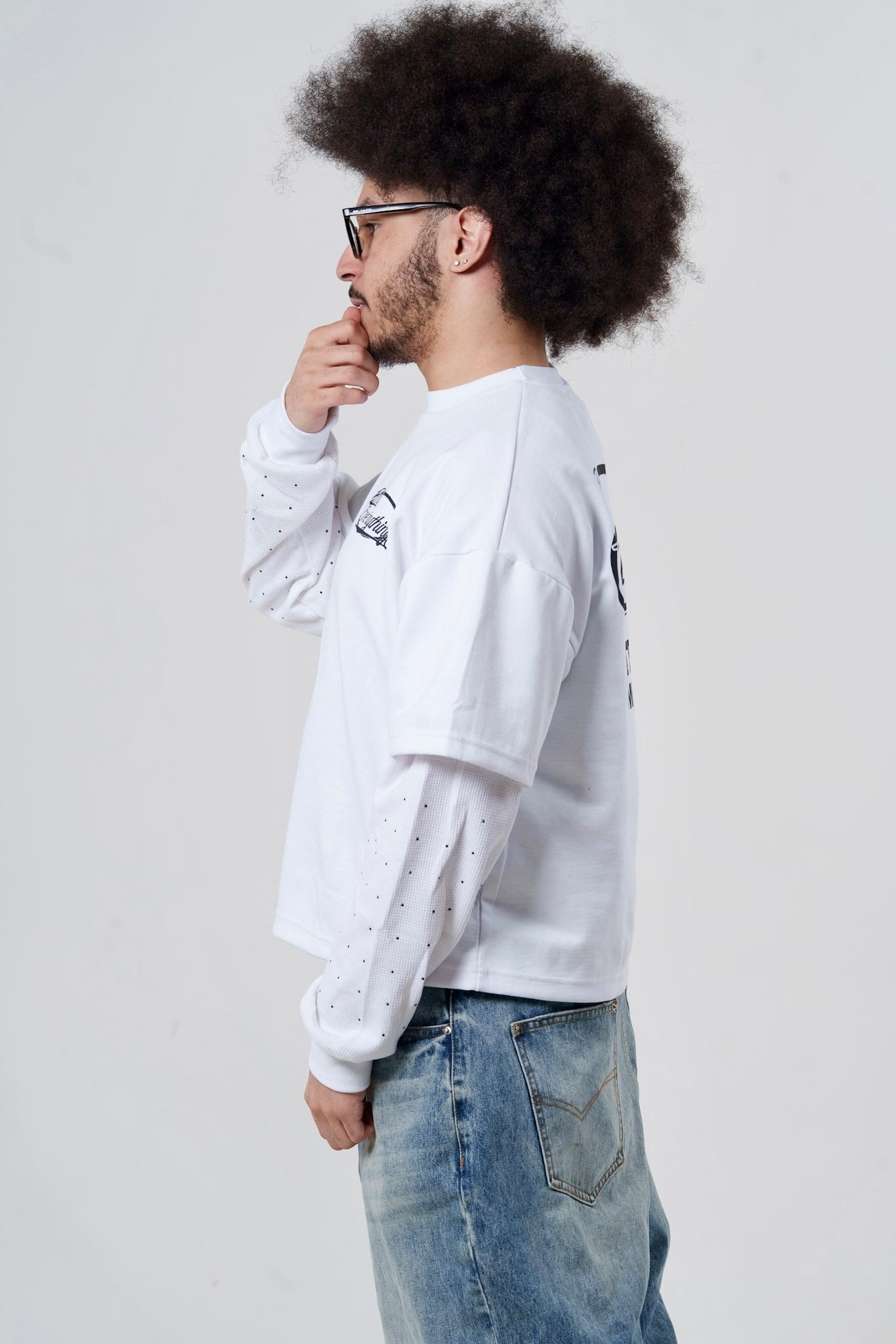 White Thermal Sleeve Tee