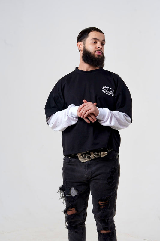 Black Thermal Sleeve Tee