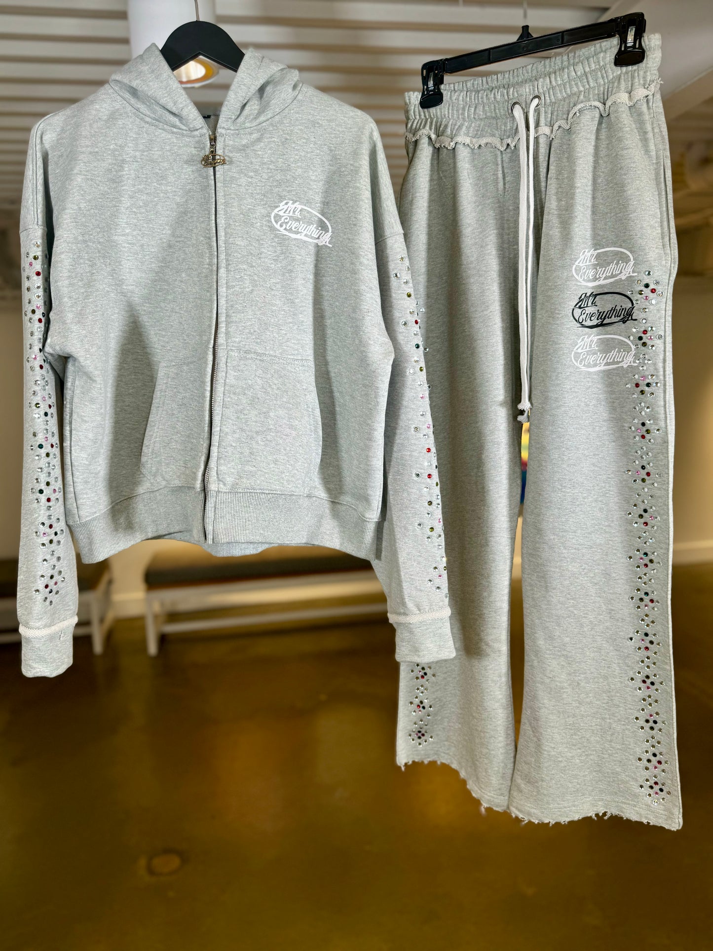 Grey Gemstone Sweatsuit