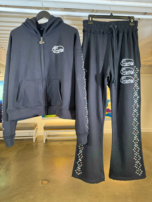 Black Gemstone Sweatsuit